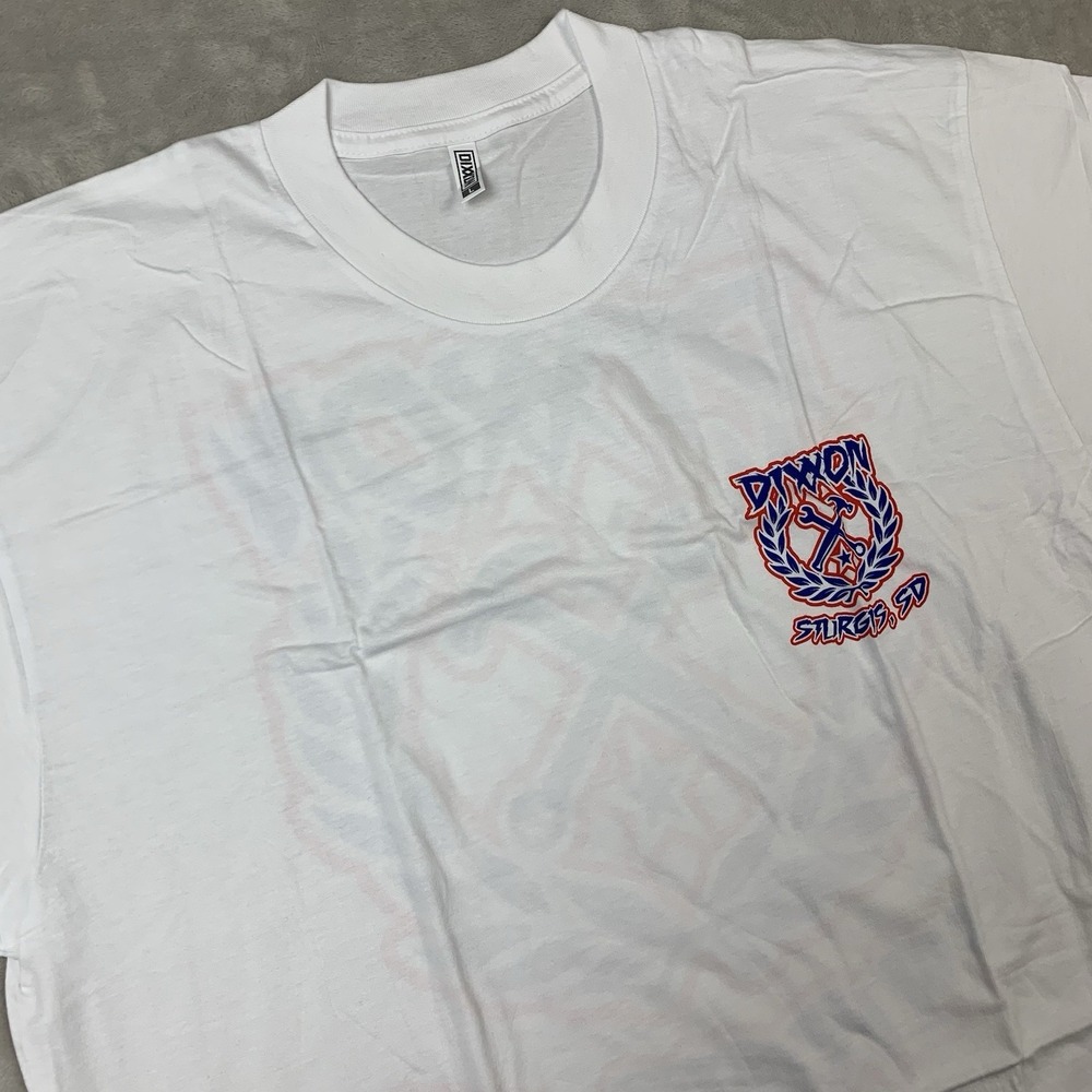 Dixxon Flannel Co T Shirt Men Large White Sturgis USA Sketchy Crest Short Sleeve